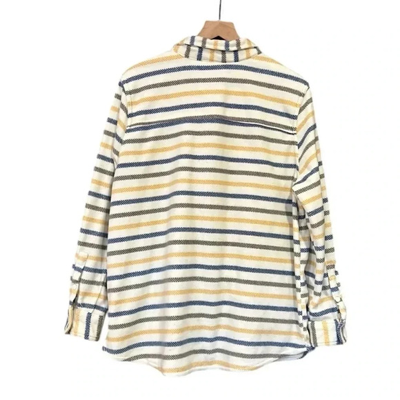 O'Neill Women's Polar Fleece Button Up Shirt Jacket Size XXL Yellow Blue Striped - Picture 6 of 13
